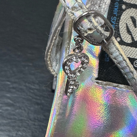 Lei Vintage Y2K Iridescent Clear Chunky Block Heel Platform  Heels - Picture 7 of 12